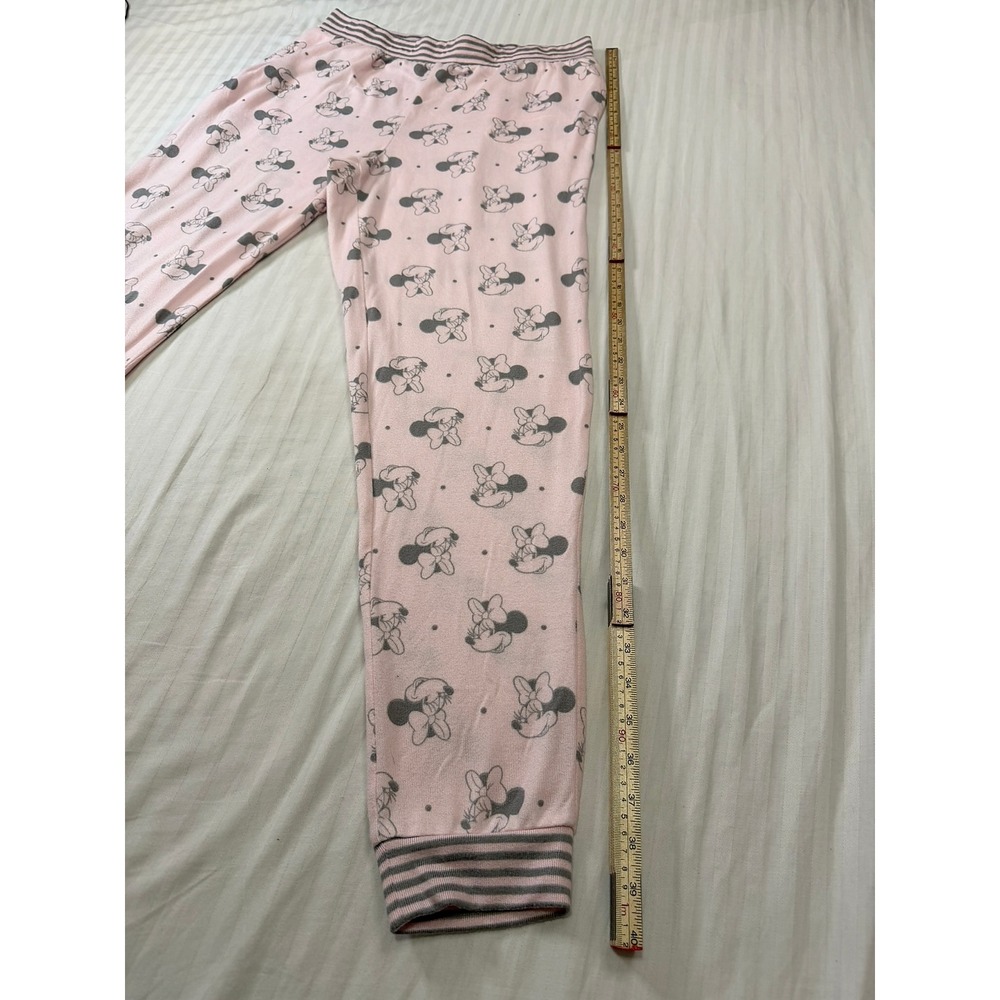 Disney Minnie Mouse Pink Gray Pajama Set Top Pants Women Medium - Picture 8 of 14